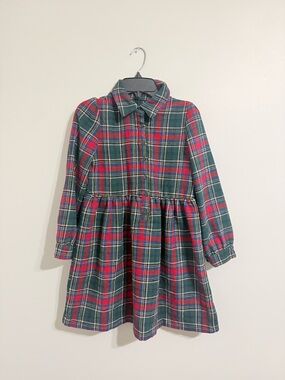 Copper Key Green and Red Plaid Long-Sleeve Shirt Dress